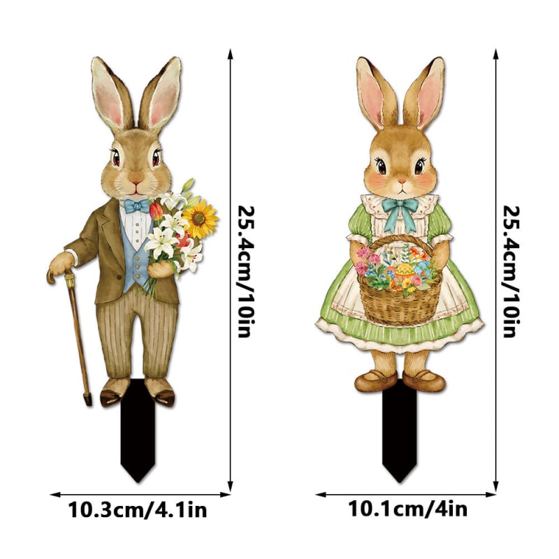 Градински Великденски заек за заравяне в земята — PVC, карикатурен стил, печат; Yiwo; DC