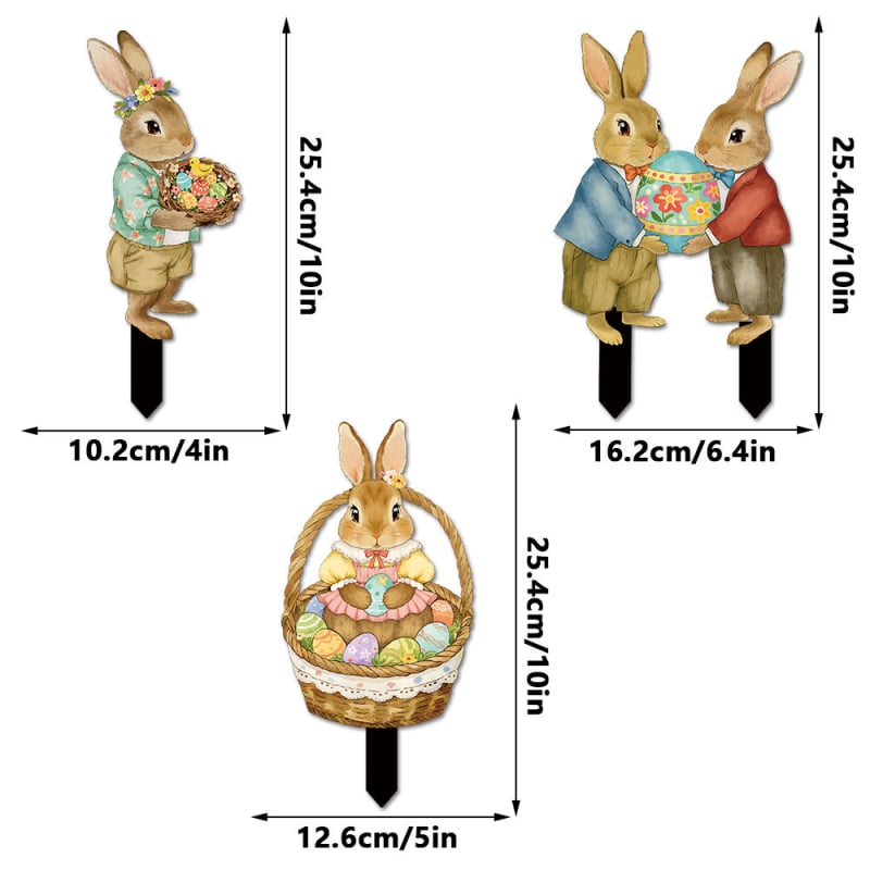 Градински Великденски заек за заравяне в земята — PVC, карикатурен стил, печат; Yiwo; DC