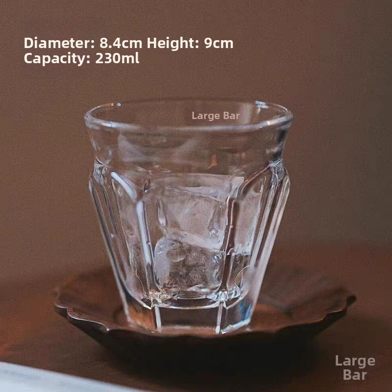 Sklenená kávová šálka, mraziteľná, ľahký luxusný retro štýl, balená v papierovej krabičke