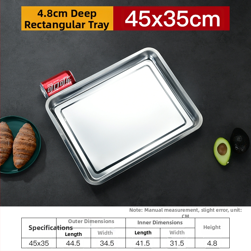 Železná štvorcová doska a obdlžníkový podnos s hrubým a hlbokým dizajnom, elektroforetické prevedenie, skladateľné
