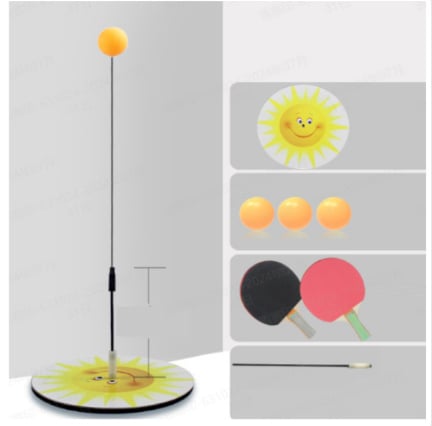 Προπονητής επιτραπέζιας αντισφαίρισης με μαλακό άξονα και μπάλα όρασης για ατομική προπόνηση, μεταλλική βάση