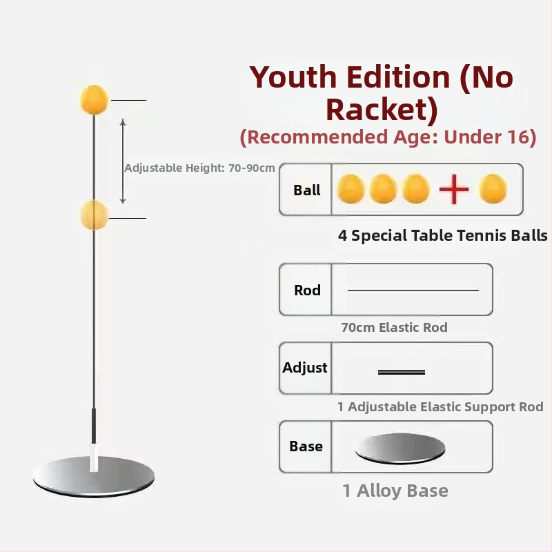 Tréner stolného tenisu s mäkkým hriadeľom a lopta pre zrak pre samostatné cvičenie, kovová základňa