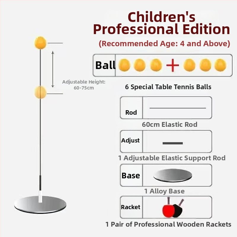 Tréner stolného tenisu s mäkkým hriadeľom a lopta pre zrak pre samostatné cvičenie, kovová základňa