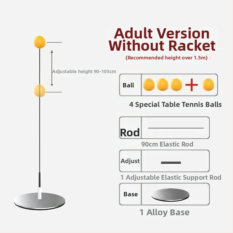 Tréner stolného tenisu s mäkkým hriadeľom a lopta pre zrak pre samostatné cvičenie, kovová základňa