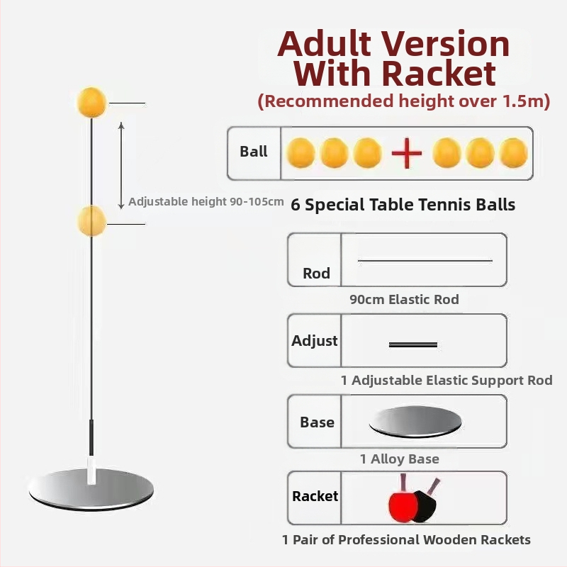 Tréner stolného tenisu s mäkkým hriadeľom a lopta pre zrak pre samostatné cvičenie, kovová základňa