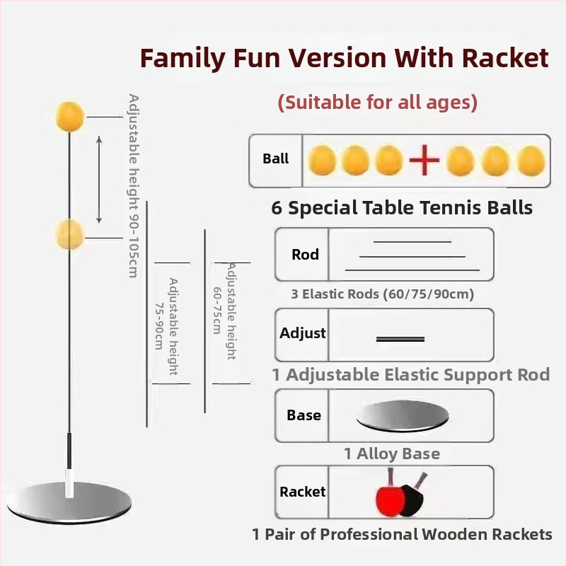 Tréner stolného tenisu s mäkkým hriadeľom a lopta pre zrak pre samostatné cvičenie, kovová základňa