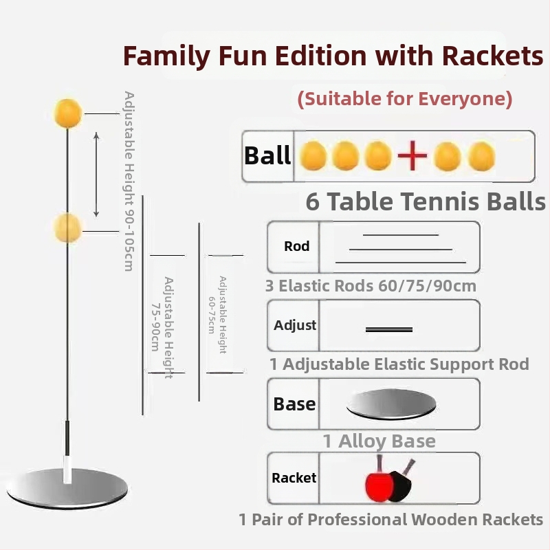 Tréner stolného tenisu s mäkkým hriadeľom a lopta pre zrak pre samostatné cvičenie, kovová základňa