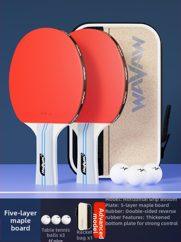 Raketa na stolný tenis WAVAW, topolová doska, guma proti lepeniu, dvojitá raketa s dlhým a krátkym úchytom, možnosť potlače loga