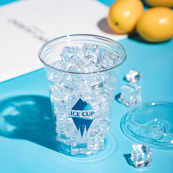 Egyszer használatos jégpohár hideg italokhoz, kapacitás 501–600 ml, PET anyag, biológiailag lebomló