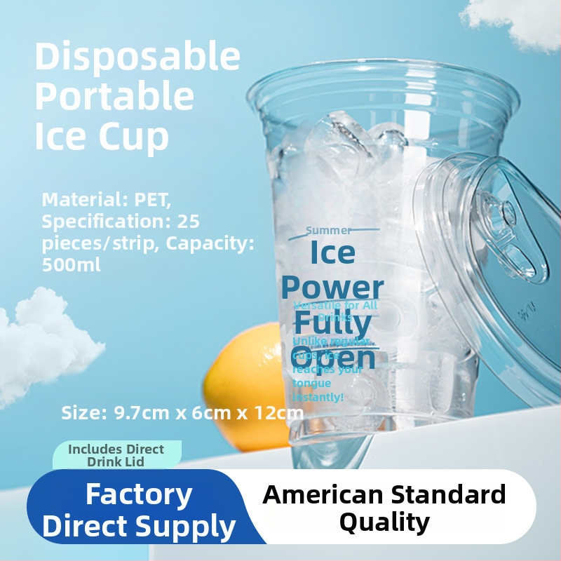 Egyszer használatos jégpohár hideg italokhoz, kapacitás 501–600 ml, PET anyag, biológiailag lebomló