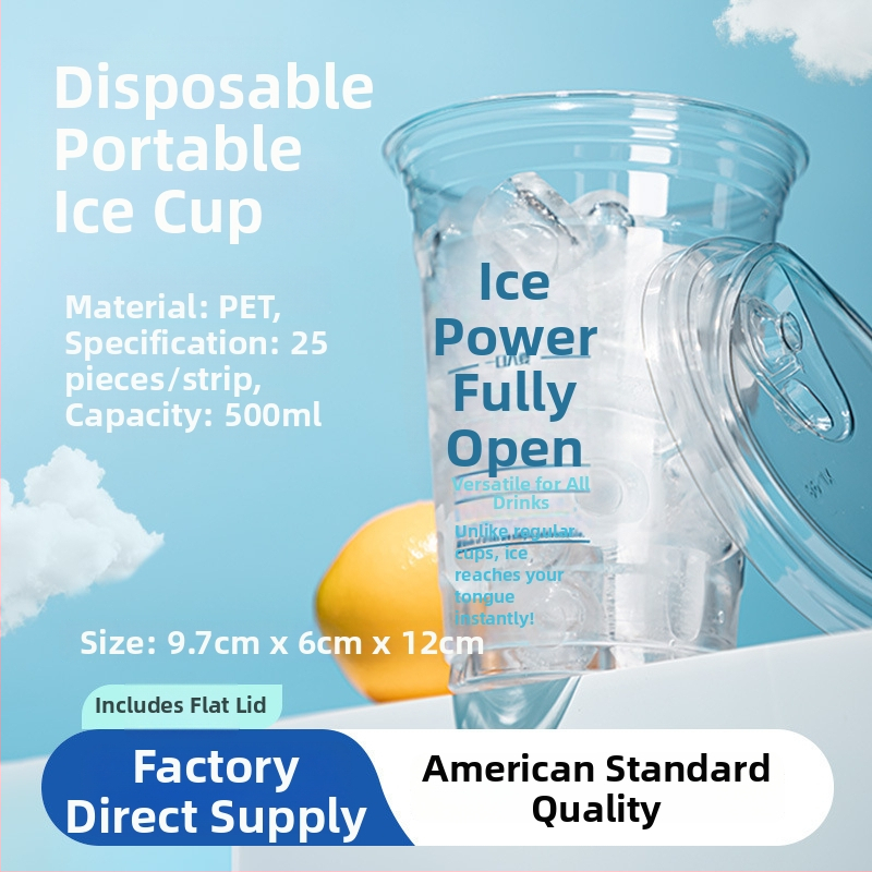 Egyszer használatos jégpohár hideg italokhoz, kapacitás 501–600 ml, PET anyag, biológiailag lebomló