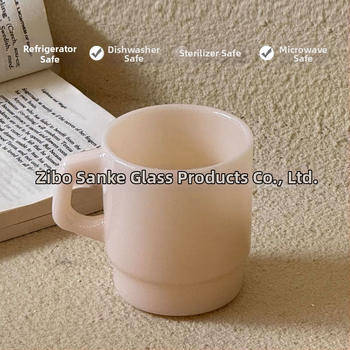 Sklenený pohár odolný voči teplu s uchom, kórejského štýlu, ručne vypaľovaný, cylindrický tvar, 300 g