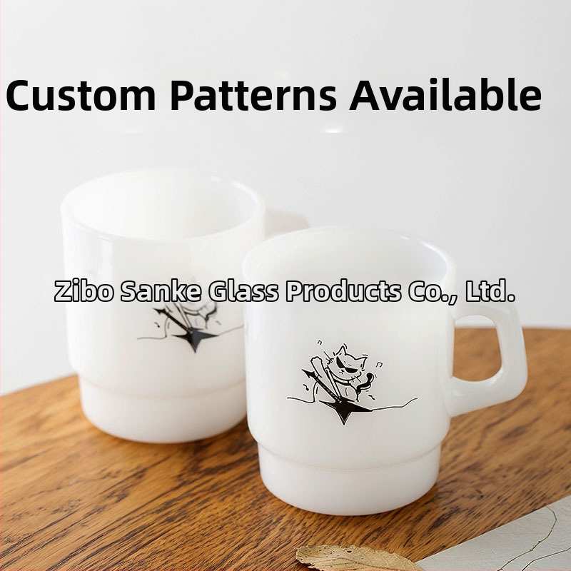 Sklenený pohár odolný voči teplu s uchom, kórejského štýlu, ručne vypaľovaný, cylindrický tvar, 300 g