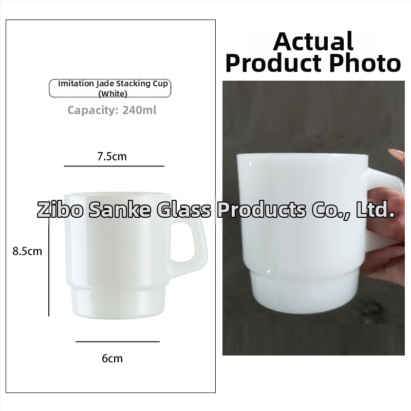 Sklenený pohár odolný voči teplu s uchom, kórejského štýlu, ručne vypaľovaný, cylindrický tvar, 300 g