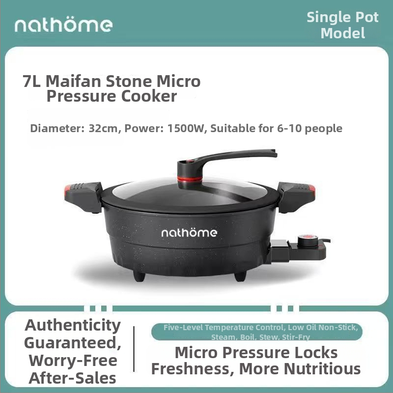 Elektrická viacúčelová nádoba na varenie s nepriľnavým povrchom a skleneným vekom, 1400W, 220V, hliníková zliatina