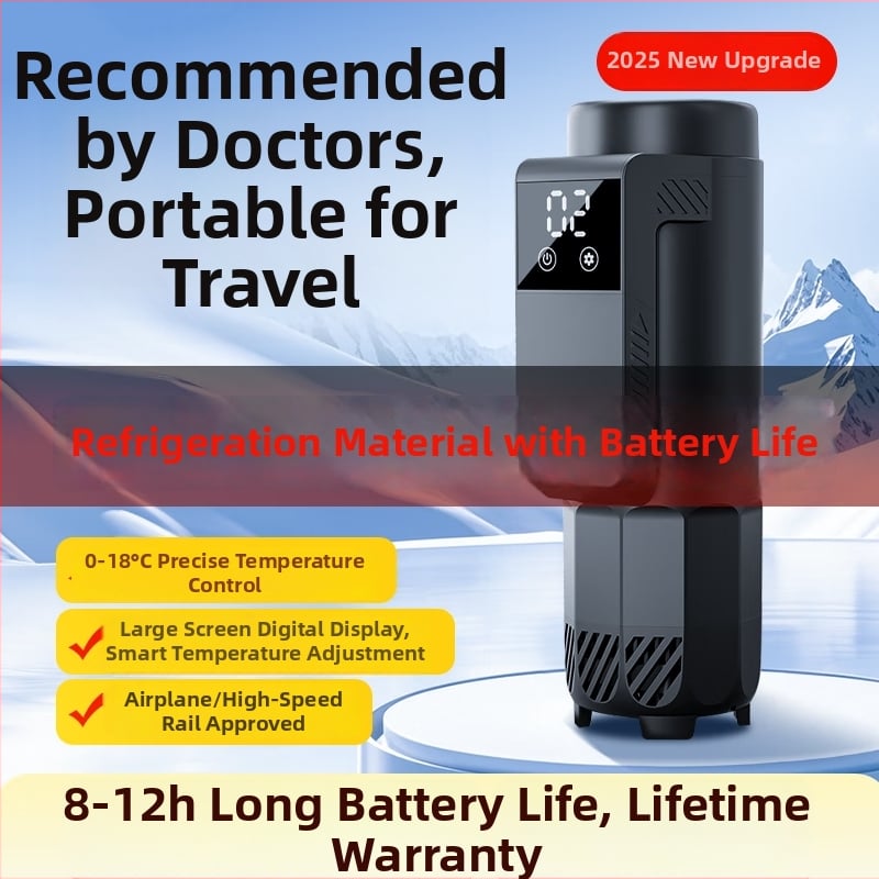 Félvezető technológiájú hordozható gyógyszerhűtő, inzulinhűtő pohár, legfeljebb 5 L, 0–18°C, 10W, USB/12V-220V