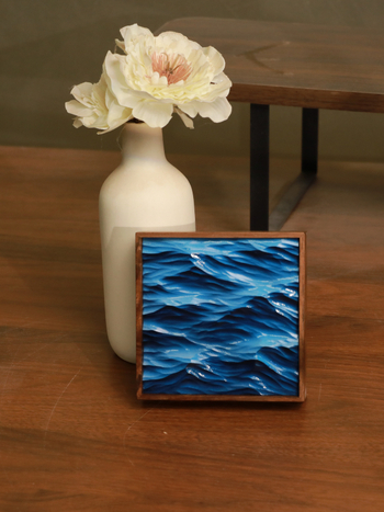 Óceán-témájú kézzel faragott asztali dísz tömör fából, Ins stílusú gravírozás, születésnapi ajándék osztálytársnak