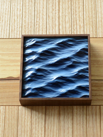 Óceán-témájú kézzel faragott asztali dísz tömör fából, Ins stílusú gravírozás, születésnapi ajándék osztálytársnak