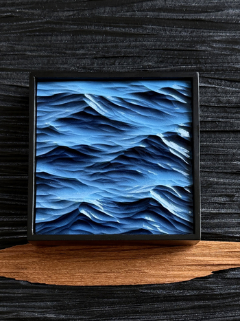 Óceán-témájú kézzel faragott asztali dísz tömör fából, Ins stílusú gravírozás, születésnapi ajándék osztálytársnak