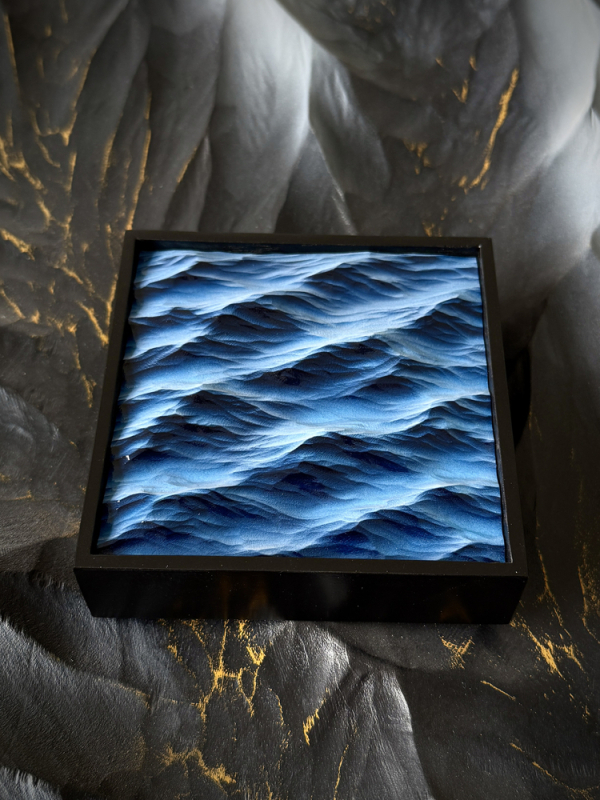 Óceán-témájú kézzel faragott asztali dísz tömör fából, Ins stílusú gravírozás, születésnapi ajándék osztálytársnak