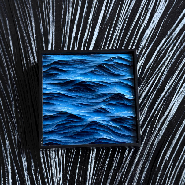 Óceán-témájú kézzel faragott asztali dísz tömör fából, Ins stílusú gravírozás, születésnapi ajándék osztálytársnak