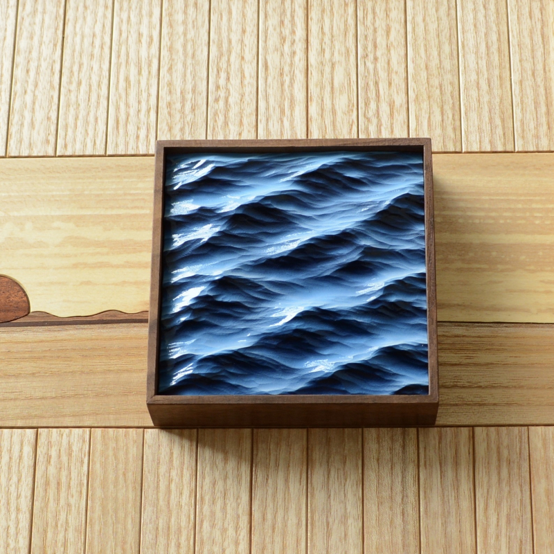 Óceán-témájú kézzel faragott asztali dísz tömör fából, Ins stílusú gravírozás, születésnapi ajándék osztálytársnak