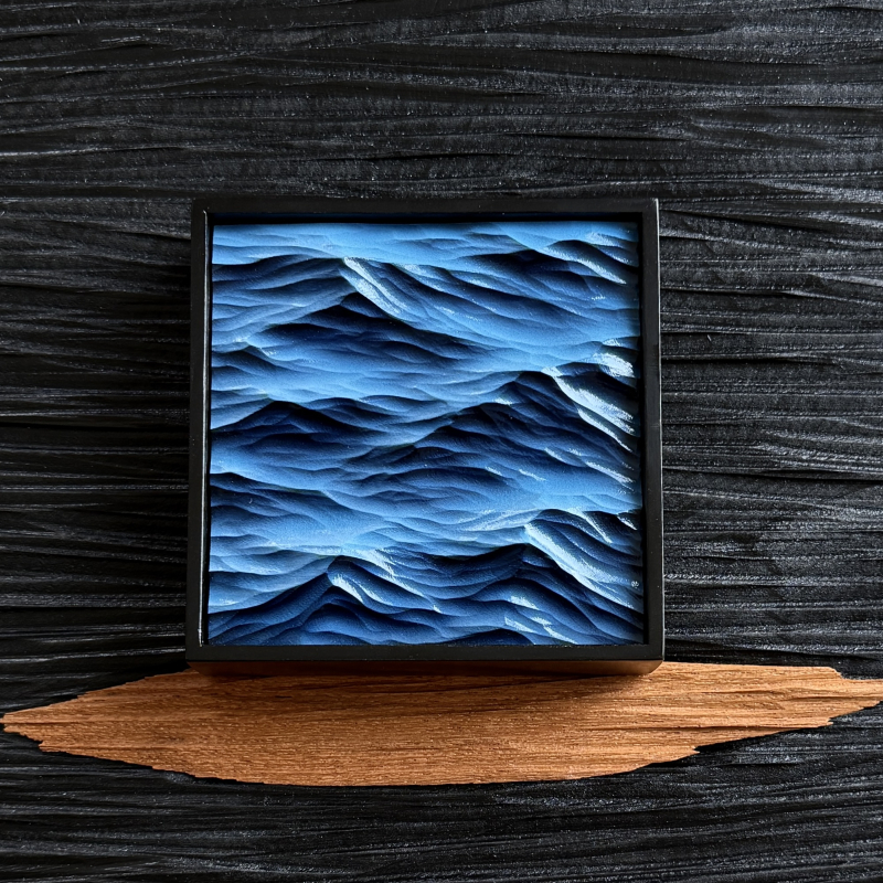 Óceán-témájú kézzel faragott asztali dísz tömör fából, Ins stílusú gravírozás, születésnapi ajándék osztálytársnak