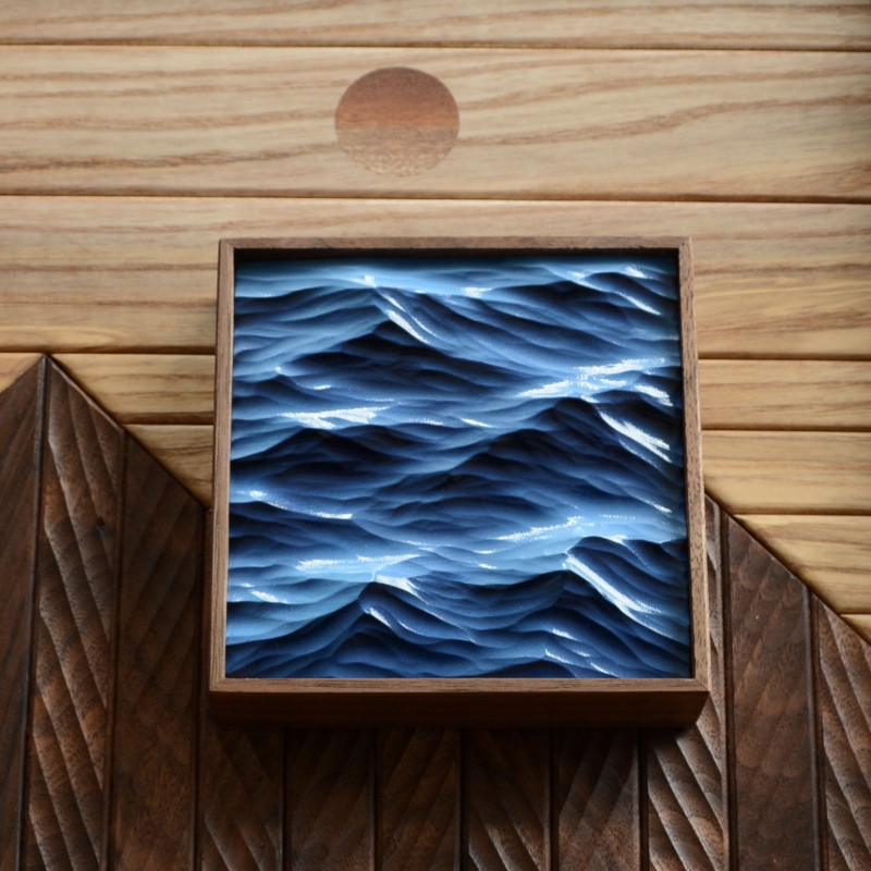 Óceán-témájú kézzel faragott asztali dísz tömör fából, Ins stílusú gravírozás, születésnapi ajándék osztálytársnak