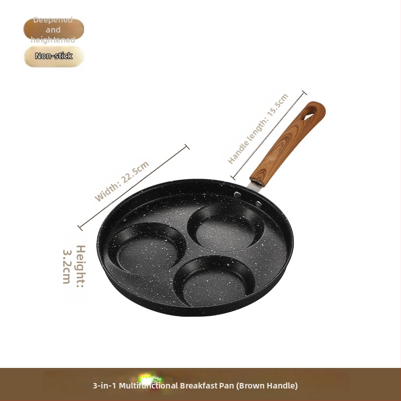 Nekĺzavá panva s bakelitovým držadlom, viacdierová forma na vajcia, omeletu, palacinky a hamburger – ploché dno (model: 2 kruhy, 2 srdcia, štvoruholník 4 kruhy)