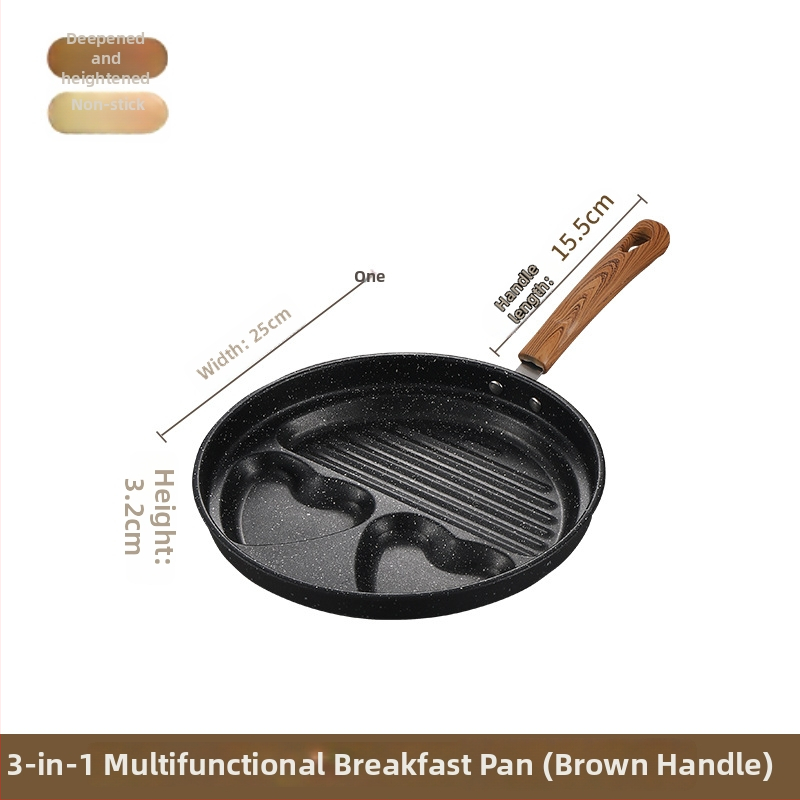 Nekĺzavá panva s bakelitovým držadlom, viacdierová forma na vajcia, omeletu, palacinky a hamburger – ploché dno (model: 2 kruhy, 2 srdcia, štvoruholník 4 kruhy)
