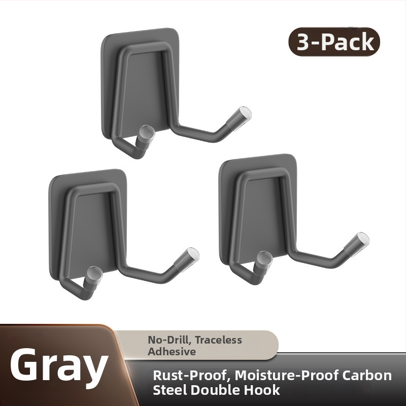 Nerezový oceľový vešiak na stenu bez vŕtania – do kúpeľne a kuchyne, samolepiace uchytenie, moderný minimalistický dizajn, lesklý povrch, hmotnosť 0.2 kg