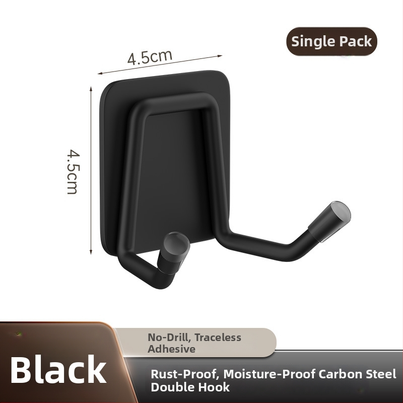 Nerezový oceľový vešiak na stenu bez vŕtania – do kúpeľne a kuchyne, samolepiace uchytenie, moderný minimalistický dizajn, lesklý povrch, hmotnosť 0.2 kg