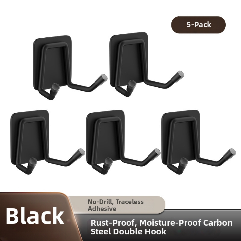 Nerezový oceľový vešiak na stenu bez vŕtania – do kúpeľne a kuchyne, samolepiace uchytenie, moderný minimalistický dizajn, lesklý povrch, hmotnosť 0.2 kg