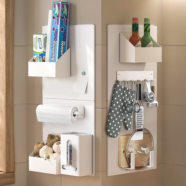 Kuhinjski magnetski pegboard zidni organizator - višestruka namjena, karbon čelik, moderni minimalistički stil, lansiran 2024