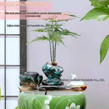 Κεραμικό διακοσμητικό με κυκλοφορούμενο νερό, φιλτράρισμα και οξυγονισμό, DIY πότισμα μπονσάι σε αυλή κήπου (υλικό: κεραμικό; επίστρωση: γλασαριστό; στυλ: κινέζικο; χειροτεχνία: βαμμένο)