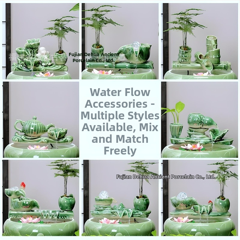 Κεραμικό διακοσμητικό με κυκλοφορούμενο νερό, φιλτράρισμα και οξυγονισμό, DIY πότισμα μπονσάι σε αυλή κήπου (υλικό: κεραμικό; επίστρωση: γλασαριστό; στυλ: κινέζικο; χειροτεχνία: βαμμένο)