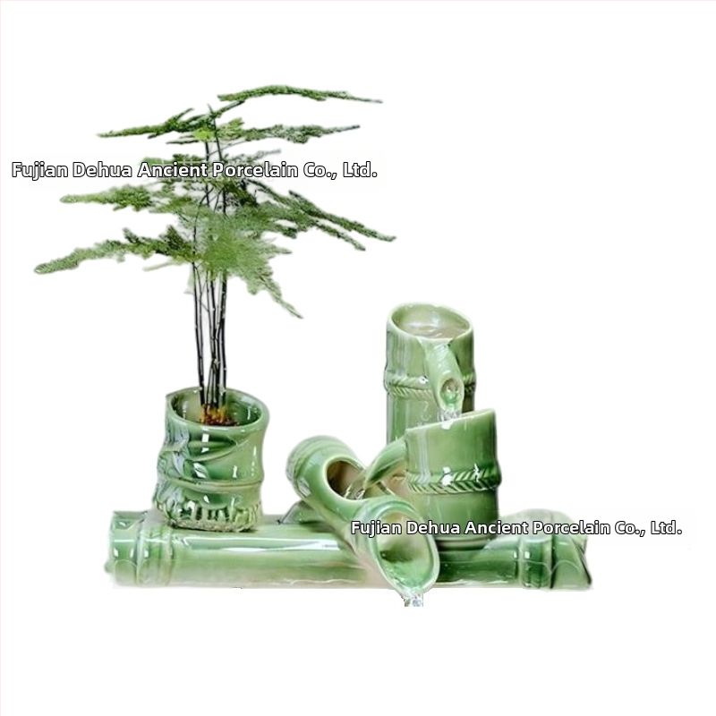 Κεραμικό διακοσμητικό με κυκλοφορούμενο νερό, φιλτράρισμα και οξυγονισμό, DIY πότισμα μπονσάι σε αυλή κήπου (υλικό: κεραμικό; επίστρωση: γλασαριστό; στυλ: κινέζικο; χειροτεχνία: βαμμένο)