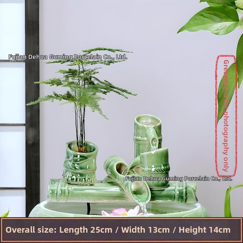 Κεραμικό διακοσμητικό με κυκλοφορούμενο νερό, φιλτράρισμα και οξυγονισμό, DIY πότισμα μπονσάι σε αυλή κήπου (υλικό: κεραμικό; επίστρωση: γλασαριστό; στυλ: κινέζικο; χειροτεχνία: βαμμένο)