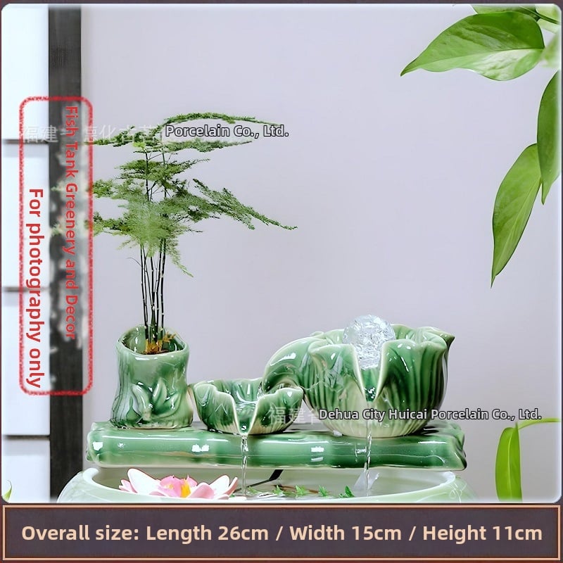 Κεραμικό διακοσμητικό με κυκλοφορούμενο νερό, φιλτράρισμα και οξυγονισμό, DIY πότισμα μπονσάι σε αυλή κήπου (υλικό: κεραμικό; επίστρωση: γλασαριστό; στυλ: κινέζικο; χειροτεχνία: βαμμένο)