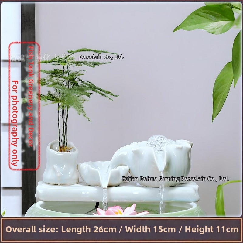 Κεραμικό διακοσμητικό με κυκλοφορούμενο νερό, φιλτράρισμα και οξυγονισμό, DIY πότισμα μπονσάι σε αυλή κήπου (υλικό: κεραμικό; επίστρωση: γλασαριστό; στυλ: κινέζικο; χειροτεχνία: βαμμένο)