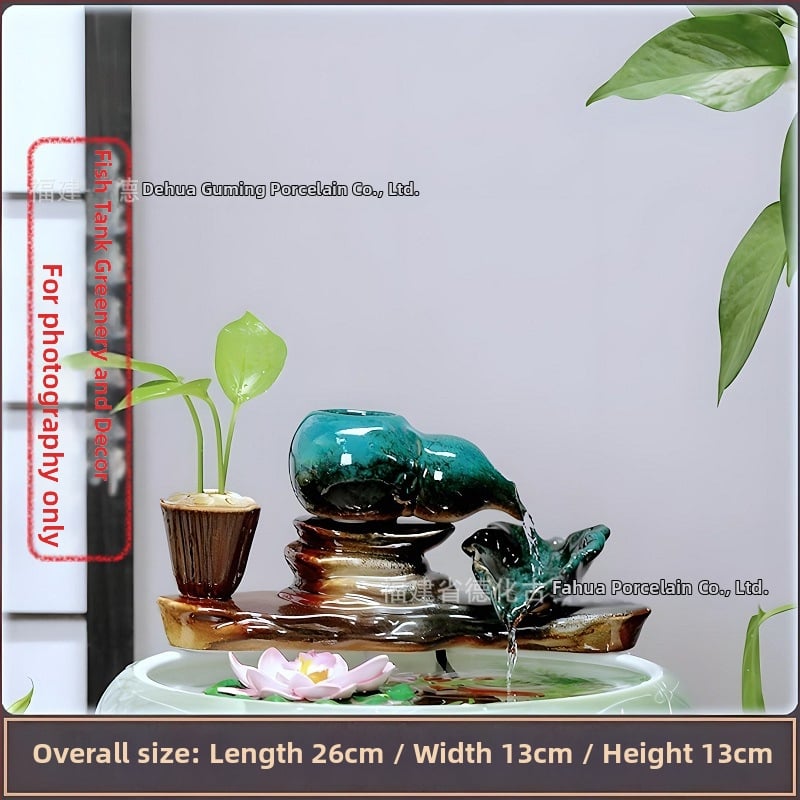 Κεραμικό διακοσμητικό με κυκλοφορούμενο νερό, φιλτράρισμα και οξυγονισμό, DIY πότισμα μπονσάι σε αυλή κήπου (υλικό: κεραμικό; επίστρωση: γλασαριστό; στυλ: κινέζικο; χειροτεχνία: βαμμένο)