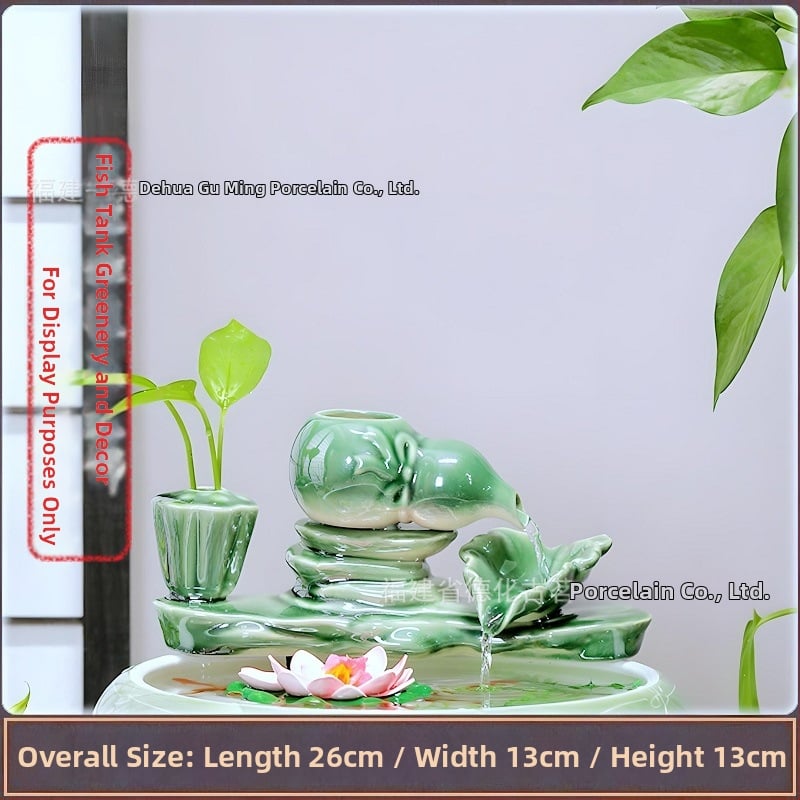 Κεραμικό διακοσμητικό με κυκλοφορούμενο νερό, φιλτράρισμα και οξυγονισμό, DIY πότισμα μπονσάι σε αυλή κήπου (υλικό: κεραμικό; επίστρωση: γλασαριστό; στυλ: κινέζικο; χειροτεχνία: βαμμένο)