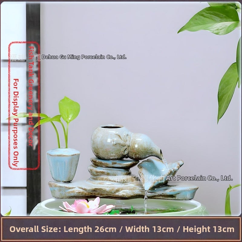 Κεραμικό διακοσμητικό με κυκλοφορούμενο νερό, φιλτράρισμα και οξυγονισμό, DIY πότισμα μπονσάι σε αυλή κήπου (υλικό: κεραμικό; επίστρωση: γλασαριστό; στυλ: κινέζικο; χειροτεχνία: βαμμένο)