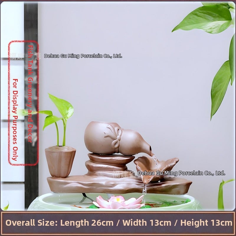 Κεραμικό διακοσμητικό με κυκλοφορούμενο νερό, φιλτράρισμα και οξυγονισμό, DIY πότισμα μπονσάι σε αυλή κήπου (υλικό: κεραμικό; επίστρωση: γλασαριστό; στυλ: κινέζικο; χειροτεχνία: βαμμένο)