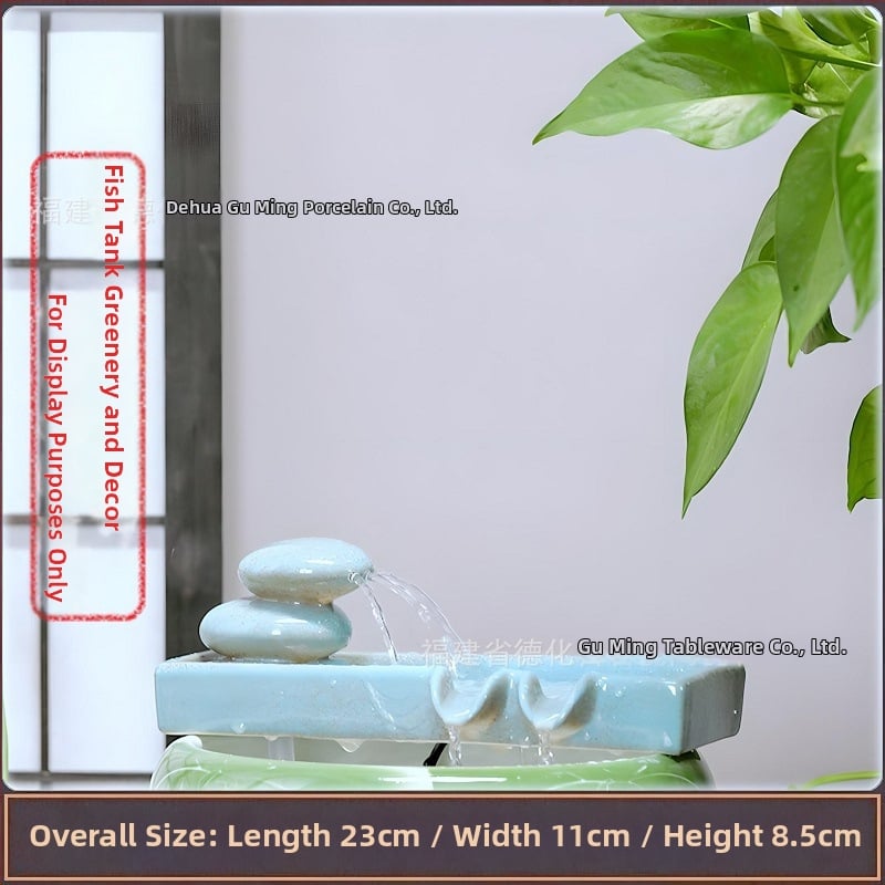 Κεραμικό διακοσμητικό με κυκλοφορούμενο νερό, φιλτράρισμα και οξυγονισμό, DIY πότισμα μπονσάι σε αυλή κήπου (υλικό: κεραμικό; επίστρωση: γλασαριστό; στυλ: κινέζικο; χειροτεχνία: βαμμένο)