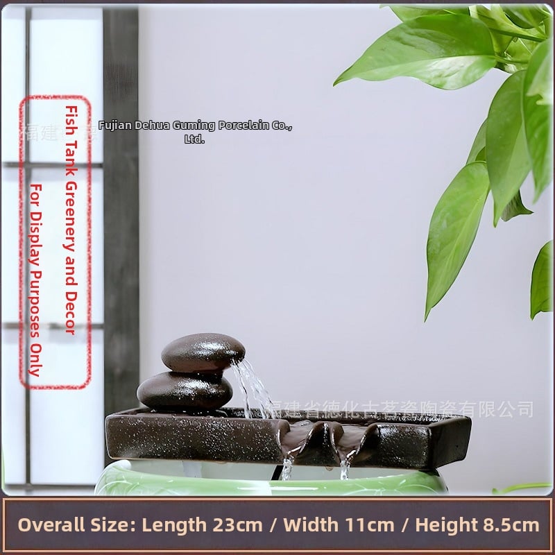 Κεραμικό διακοσμητικό με κυκλοφορούμενο νερό, φιλτράρισμα και οξυγονισμό, DIY πότισμα μπονσάι σε αυλή κήπου (υλικό: κεραμικό; επίστρωση: γλασαριστό; στυλ: κινέζικο; χειροτεχνία: βαμμένο)