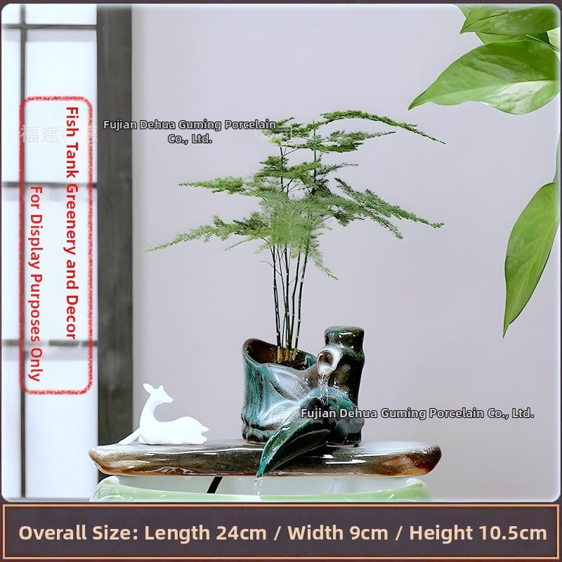 Κεραμικό διακοσμητικό με κυκλοφορούμενο νερό, φιλτράρισμα και οξυγονισμό, DIY πότισμα μπονσάι σε αυλή κήπου (υλικό: κεραμικό; επίστρωση: γλασαριστό; στυλ: κινέζικο; χειροτεχνία: βαμμένο)