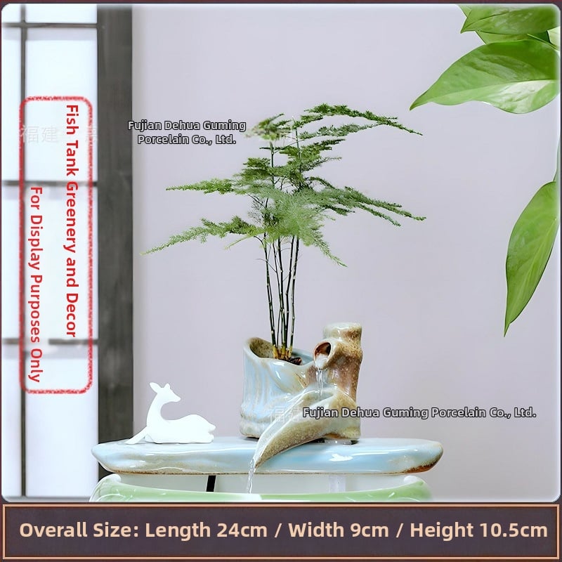 Κεραμικό διακοσμητικό με κυκλοφορούμενο νερό, φιλτράρισμα και οξυγονισμό, DIY πότισμα μπονσάι σε αυλή κήπου (υλικό: κεραμικό; επίστρωση: γλασαριστό; στυλ: κινέζικο; χειροτεχνία: βαμμένο)