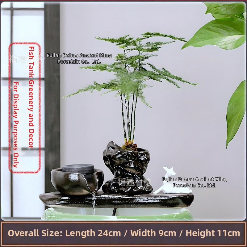 Κεραμικό διακοσμητικό με κυκλοφορούμενο νερό, φιλτράρισμα και οξυγονισμό, DIY πότισμα μπονσάι σε αυλή κήπου (υλικό: κεραμικό; επίστρωση: γλασαριστό; στυλ: κινέζικο; χειροτεχνία: βαμμένο)