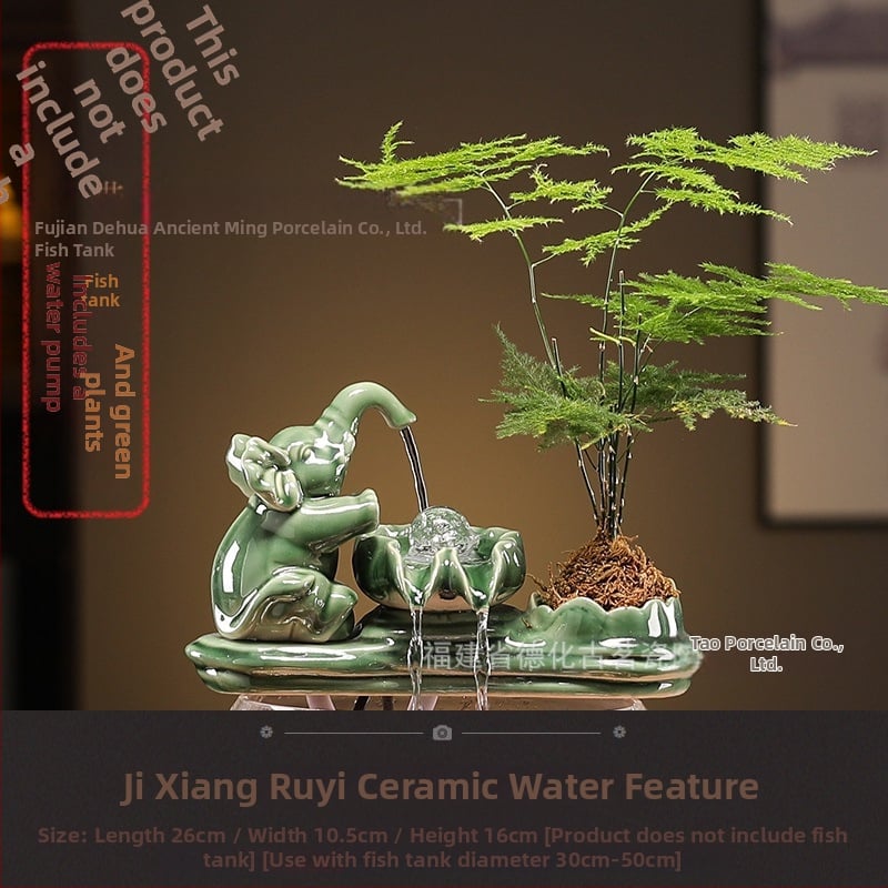 Κεραμικό διακοσμητικό με κυκλοφορούμενο νερό, φιλτράρισμα και οξυγονισμό, DIY πότισμα μπονσάι σε αυλή κήπου (υλικό: κεραμικό; επίστρωση: γλασαριστό; στυλ: κινέζικο; χειροτεχνία: βαμμένο)